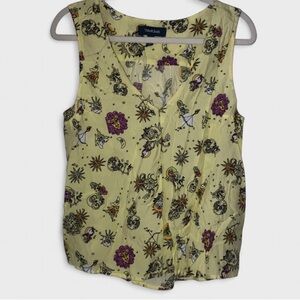ModCloth Yellow Celestial Pattern Tank Top Women’s Sz L